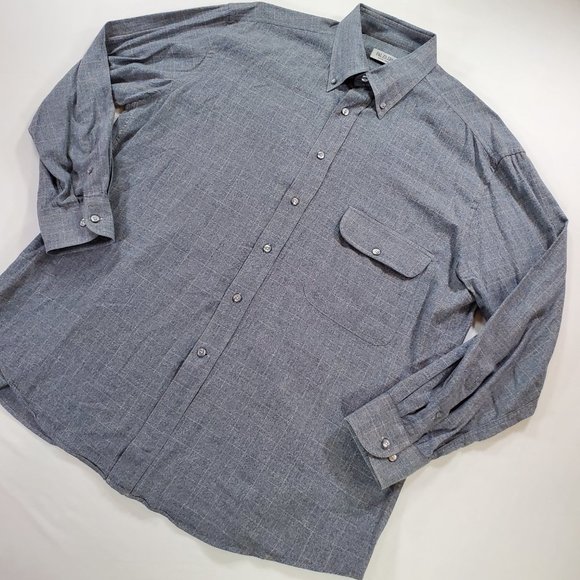 Pal Zileri Shirt Men Size 43 17" Gray Windowpane Plaid Casual Luxury Button Down - Picture 9 of 15